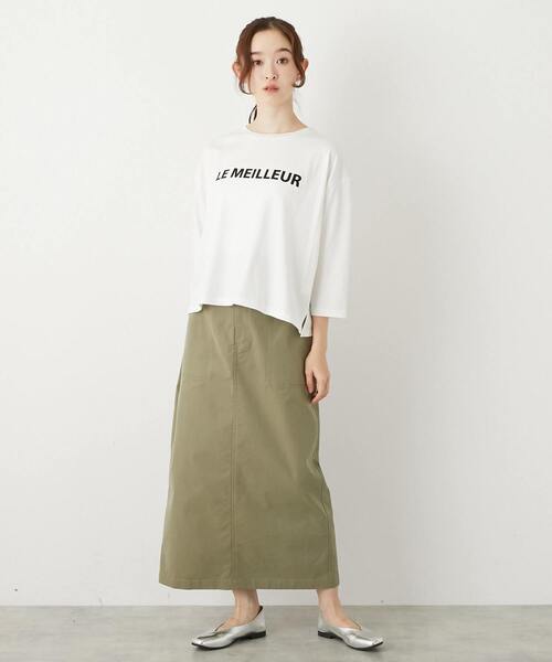 MELROSE claire（メルローズ クレール）の「【フロッキーロゴプリントTシャツ】（Tシャツ/カットソー・レディース・オフホワイト/杢グレー/チャコールグレー・FREE）」の4枚目の写真