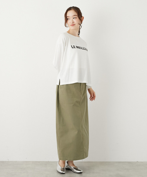 MELROSE claire（メルローズ クレール）の「【フロッキーロゴプリントTシャツ】（Tシャツ/カットソー・レディース・オフホワイト/杢グレー/チャコールグレー・FREE）」の9枚目の写真