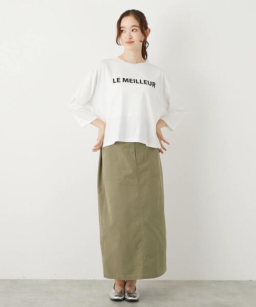 MELROSE claire（メルローズ クレール）の「【フロッキーロゴプリントTシャツ】（Tシャツ/カットソー・レディース・オフホワイト/杢グレー/チャコールグレー・FREE）」の10枚目の写真
