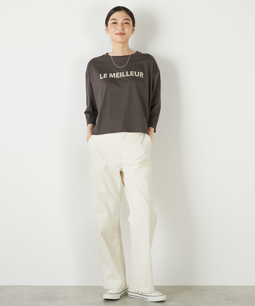 MELROSE claire（メルローズ クレール）の「【フロッキーロゴプリントTシャツ】（Tシャツ/カットソー・レディース・オフホワイト/杢グレー/チャコールグレー・FREE）」の21枚目の写真