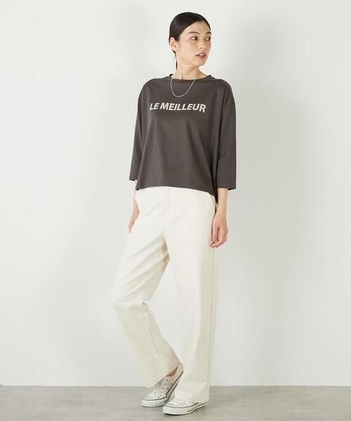 MELROSE claire（メルローズ クレール）の「【フロッキーロゴプリントTシャツ】（Tシャツ/カットソー・レディース・オフホワイト/杢グレー/チャコールグレー・FREE）」の22枚目の写真