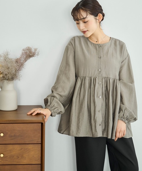 mil（ミル）の「【人気・再生産】 2wayチュニックブラウス【588068】（シャツ/ブラウス・レディース・テラコッタ/アイボリー/ブラック/カーキ/ライトグリーン/アッシュグレー・ONESIZE/ONE SIZE）」の5枚目の写真