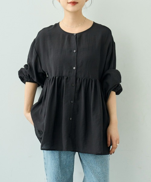 mil（ミル）の「【人気・再生産】 2wayチュニックブラウス【588068】（シャツ/ブラウス・レディース・テラコッタ/アイボリー/ブラック/カーキ/ライトグリーン/アッシュグレー・ONESIZE/ONE SIZE）」の3枚目の写真