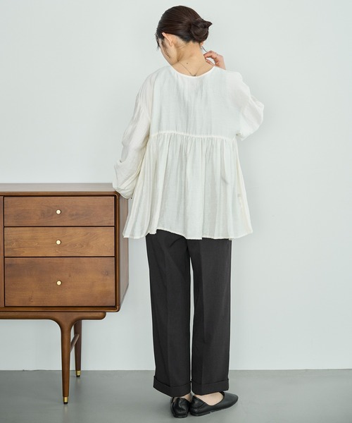 mil（ミル）の「【人気・再生産】 2wayチュニックブラウス【588068】（シャツ/ブラウス・レディース・テラコッタ/アイボリー/ブラック/カーキ/ライトグリーン/アッシュグレー・ONESIZE/ONE SIZE）」の8枚目の写真