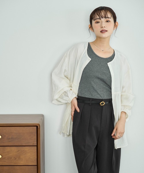 mil（ミル）の「【人気・再生産】 2wayチュニックブラウス【588068】（シャツ/ブラウス・レディース・テラコッタ/アイボリー/ブラック/カーキ/ライトグリーン/アッシュグレー・ONESIZE/ONE SIZE）」の9枚目の写真