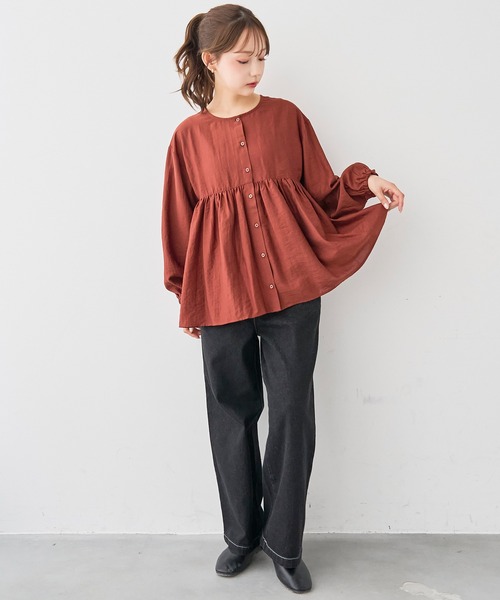 mil(ミル)の「【人気・再生産】 2wayチュニックブラウス【588068】(シャツ/ブラウス・レディース・テラコッタ/アイボリー/ブラック/カーキ/ライトグリーン/アッシュグレー・ONESIZE/ONE SIZE)」の22枚目の写真