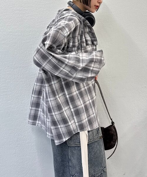 w closet(ダブルクローゼット)の「【25AW】チェックフリルフーディーシャツ(シャツ/ブラウス・レディース・グリーン/レッド/ブラック・0/1)」の10枚目の写真