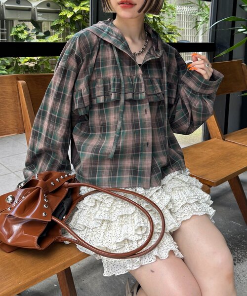 ブラウス シャツ 「25AW」フーディーチェックシャツ レディース 25AW】フーディーチェックシャツ | w closet(ダブルクローゼット