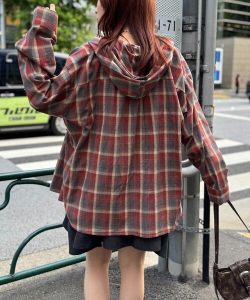 ブラウス シャツ 「25AW」フーディーチェックシャツ レディース 25AW】フーディーチェックシャツ | w closet(ダブルクローゼット