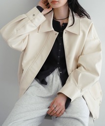 andme（アンドミー）の「フェイクレザーオーバーサイズブルゾン（その他アウター）」