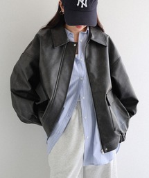 andme（アンドミー）の「フェイクレザーオーバーサイズブルゾン（その他アウター）」