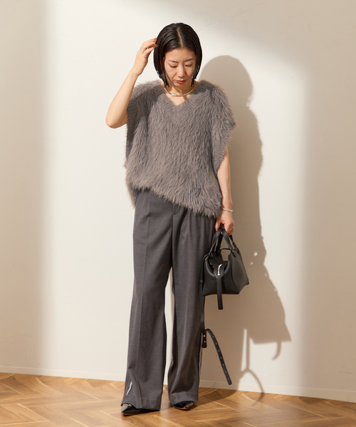 journal standard L'essage（ジャーナルスタンダードレサージュ）の「ロングフェザーベスト（ベスト・レディース・ベージュ/グレー・FREE）」の9枚目の写真