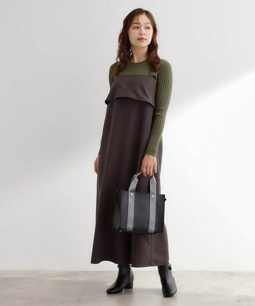 grove(グローブ)の「テープハンドルスクエア2WAYトート(トートバッグ・レディース・ナチュラル/ライトベージュ/ブラック・00)」の9枚目の写真