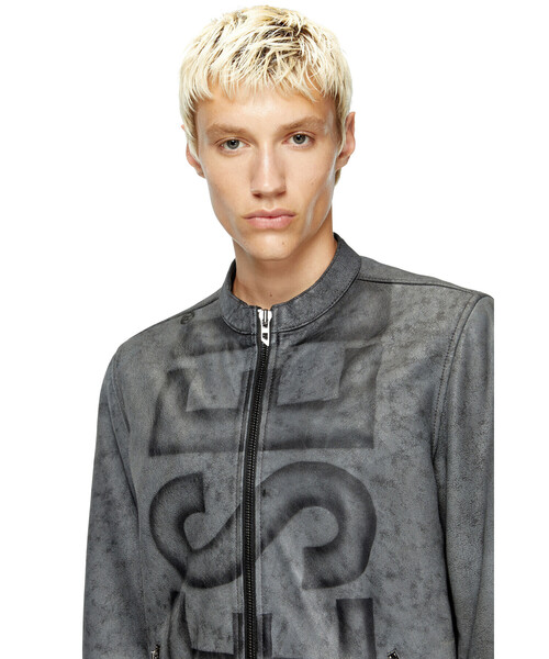 DIESEL（ディーゼル）の「メンズ レザージャケット L-EVERT-A（ライダースジャケット・メンズ・グレー・44/48/46/50/52）」の3枚目の写真