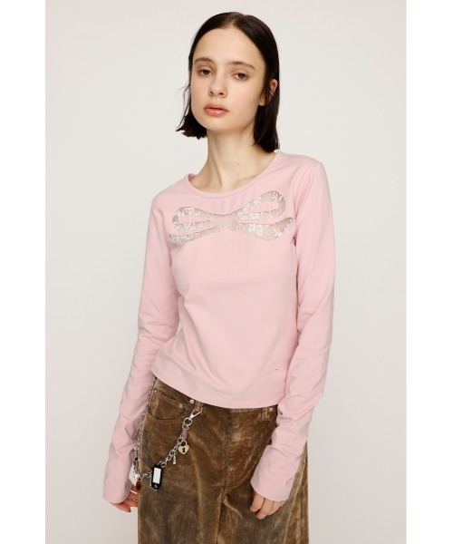 SLY(スライ)の「RIBBON LACE TOPS リボン レース トップス 秋服 冬服(Tシャツ/カットソー・レディース・ネイビー/ライトピンク/ブラック・FREE)」の11枚目の写真