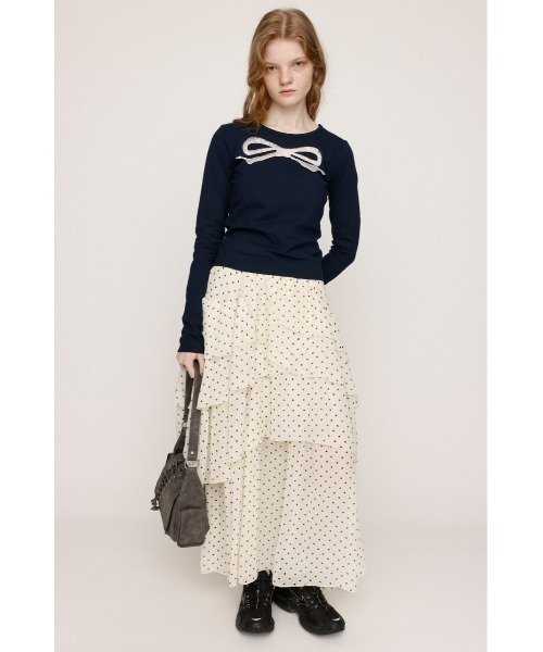 SLY(スライ)の「RIBBON LACE TOPS リボン レース トップス 秋服 冬服(Tシャツ/カットソー・レディース・ネイビー/ライトピンク/ブラック・FREE)」の8枚目の写真