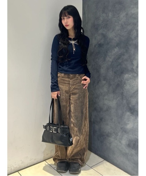 SLY(スライ)の「RIBBON LACE TOPS リボン レース トップス 秋服 冬服(Tシャツ/カットソー・レディース・ネイビー/ライトピンク/ブラック・FREE)」の20枚目の写真