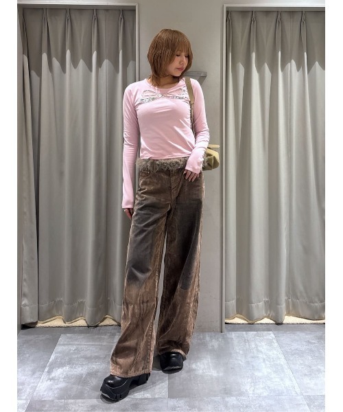 SLY(スライ)の「RIBBON LACE TOPS リボン レース トップス 秋服 冬服(Tシャツ/カットソー・レディース・ネイビー/ライトピンク/ブラック・FREE)」の17枚目の写真