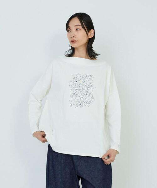 ADIEU TRISTESSE(アデュートリステス)の「星座プリントロングスリーブTシャツ(Tシャツ/カットソー・レディース・ベージュ/ネイビー/オフホワイト・FREE)」の2枚目の写真