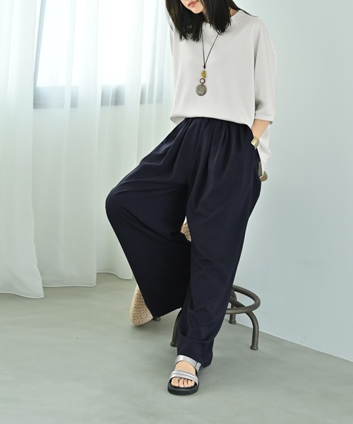 STYLE DELI（スタイルデリ）の「【Kana Oyama×BLK001】セットアップパンツ（スラックス・レディース・ブルーグリーン/ネイビー/ブラック・FREE）」の3枚目の写真
