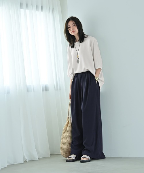 STYLE DELI（スタイルデリ）の「【Kana Oyama×BLK001】セットアップパンツ（スラックス・レディース・ブルーグリーン/ネイビー/ブラック・FREE）」の5枚目の写真