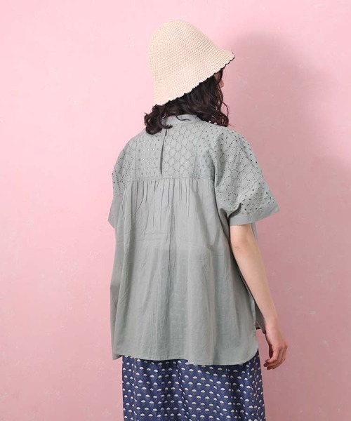 Bleu Bleuet（ブルーブルーエ）の「パッチワークブラウス（シャツ/ブラウス・レディース・ミント/チャコール・FREE）」の5枚目の写真