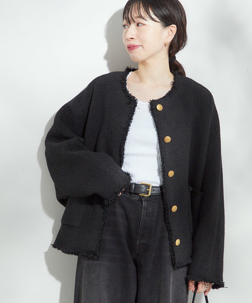 追加2》GIOLICATWEED ドルマンジャケット（ノーカラージャケット