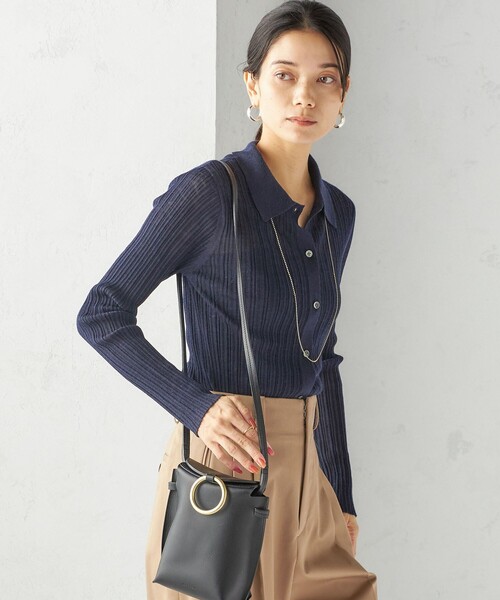 SHIPS(シップス)の「〈手洗い可能〉ランダム リブ ポロ ニット カーディガン(カーディガン/ボレロ・レディース・ネイビー/ダークグレー/レッド・ONE SIZE)」の18枚目の写真