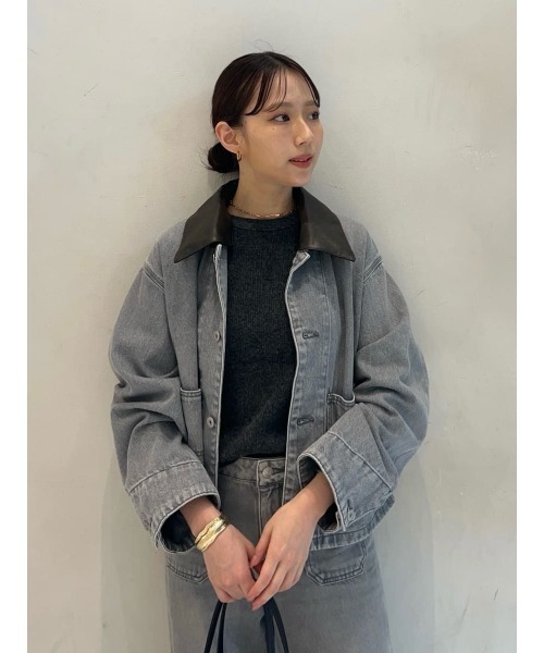 Mila Owen（ミラオーウェン）の「ショート丈デニムカバオール（デニムジャケット・レディース・インディゴブルー/グレー・F）」の2枚目の写真