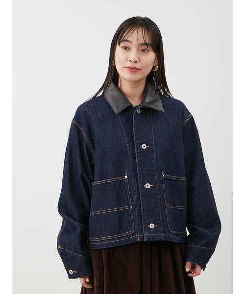 Mila Owen（ミラオーウェン）の「ショート丈デニムカバオール（デニムジャケット・レディース・インディゴブルー/グレー・F）」の9枚目の写真