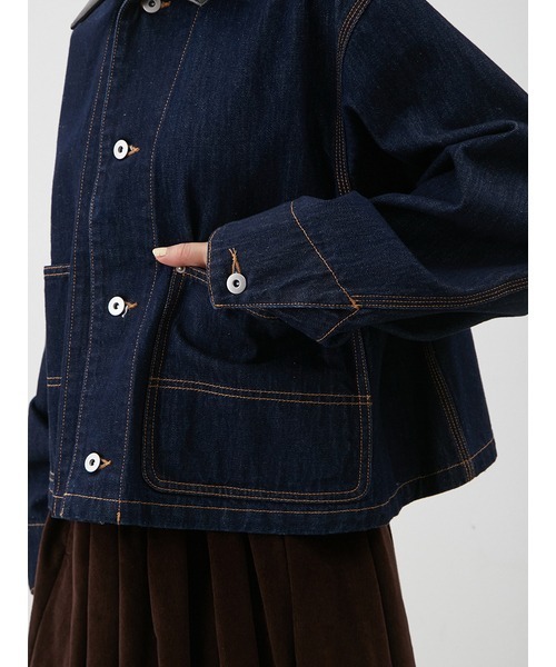 Mila Owen（ミラオーウェン）の「ショート丈デニムカバオール（デニムジャケット・レディース・インディゴブルー/グレー・F）」の15枚目の写真