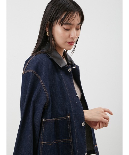 Mila Owen（ミラオーウェン）の「ショート丈デニムカバオール（デニムジャケット・レディース・インディゴブルー/グレー・F）」の6枚目の写真