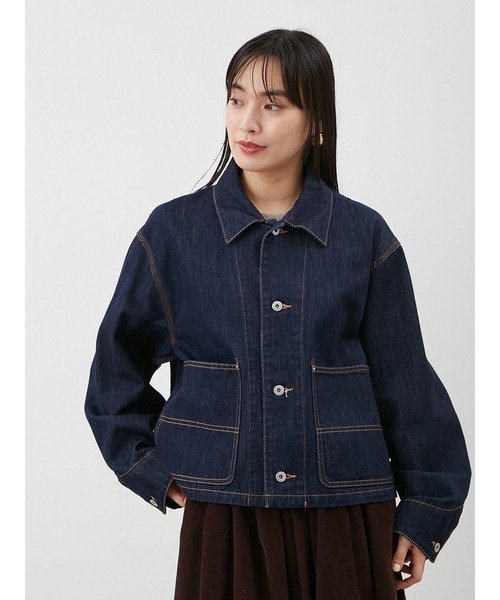Mila Owen（ミラオーウェン）の「ショート丈デニムカバオール（デニムジャケット・レディース・インディゴブルー/グレー・F）」の8枚目の写真