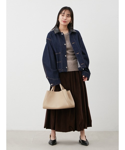 Mila Owen（ミラオーウェン）の「ショート丈デニムカバオール（デニムジャケット・レディース・インディゴブルー/グレー・F）」の4枚目の写真