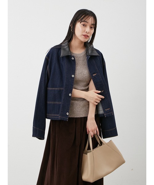 Mila Owen（ミラオーウェン）の「ショート丈デニムカバオール（デニムジャケット・レディース・インディゴブルー/グレー・F）」の3枚目の写真
