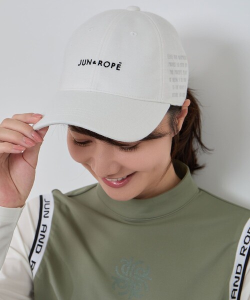 JUN&ROPE'（ジュンアンドロペ）の「ロゴ入りストレッチポンチキャップ（キャップ・レディース・ブラック/ホワイト/ネイビー・FREE）」の2枚目の写真