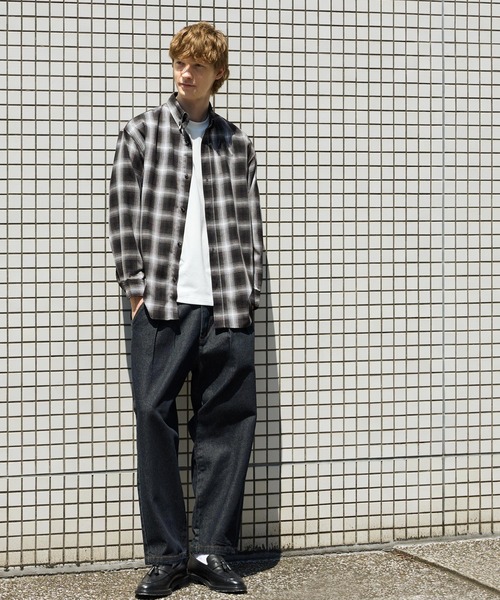 coca(coca)(コカ)の「ポリエステルチェック長袖シャツ(シャツ/ブラウス・メンズ・ベージュ/ネイビー/ブラウン/ブラック・XL/M/L)」の9枚目の写真