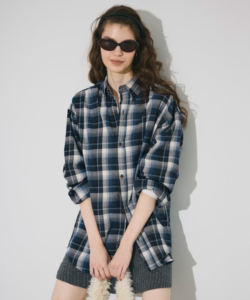 coca(coca)(コカ)の「ポリエステルチェック長袖シャツ(シャツ/ブラウス・メンズ・ベージュ/ネイビー/ブラウン/ブラック・XL/M/L)」の13枚目の写真