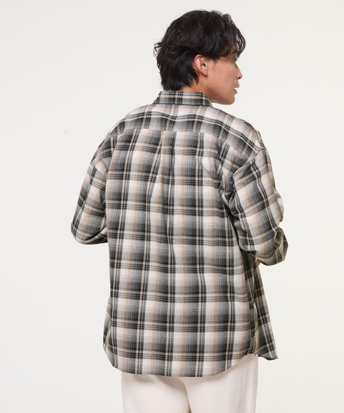 coca(coca)(コカ)の「ポリエステルチェック長袖シャツ(シャツ/ブラウス・メンズ・ベージュ/ネイビー/ブラウン/ブラック・XL/M/L)」の15枚目の写真