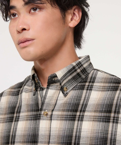 coca(coca)(コカ)の「ポリエステルチェック長袖シャツ(シャツ/ブラウス・メンズ・ベージュ/ネイビー/ブラウン/ブラック・XL/M/L)」の17枚目の写真