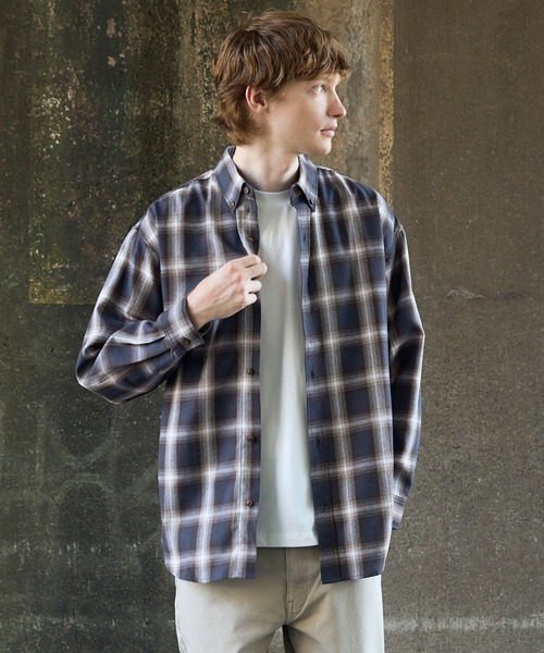 coca(coca)(コカ)の「ポリエステルチェック長袖シャツ(シャツ/ブラウス・メンズ・ベージュ/ネイビー/ブラウン/ブラック・XL/M/L)」の20枚目の写真
