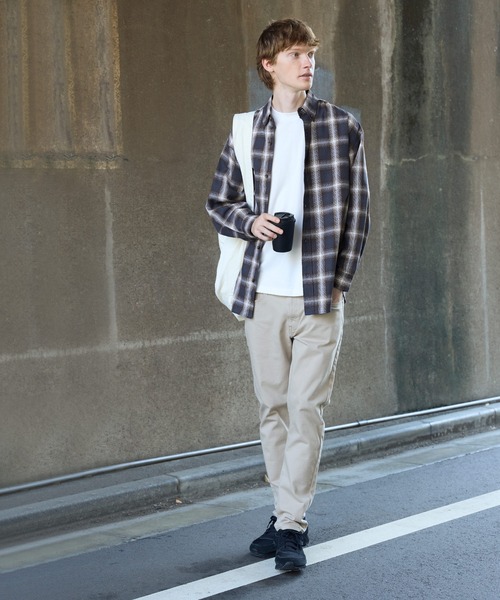 coca(coca)(コカ)の「ポリエステルチェック長袖シャツ(シャツ/ブラウス・メンズ・ベージュ/ネイビー/ブラウン/ブラック・XL/M/L)」の21枚目の写真
