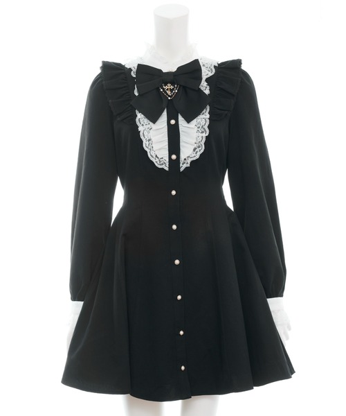 Secret Honey(シークレットハニー)の「アクセサリーリボンレースフリルワンピース(ワンピース・レディース・ブラックミックス/グレー/ブラック・MEDIUM)」の14枚目の写真