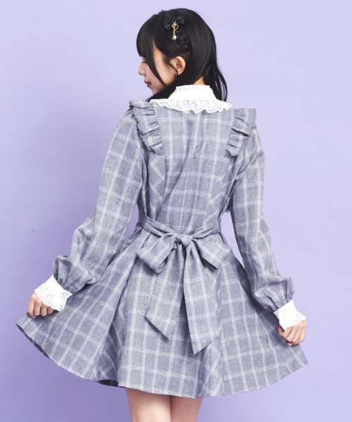 Secret Honey(シークレットハニー)の「アクセサリーリボンレースフリルワンピース(ワンピース・レディース・ブラックミックス/グレー/ブラック・MEDIUM)」の7枚目の写真