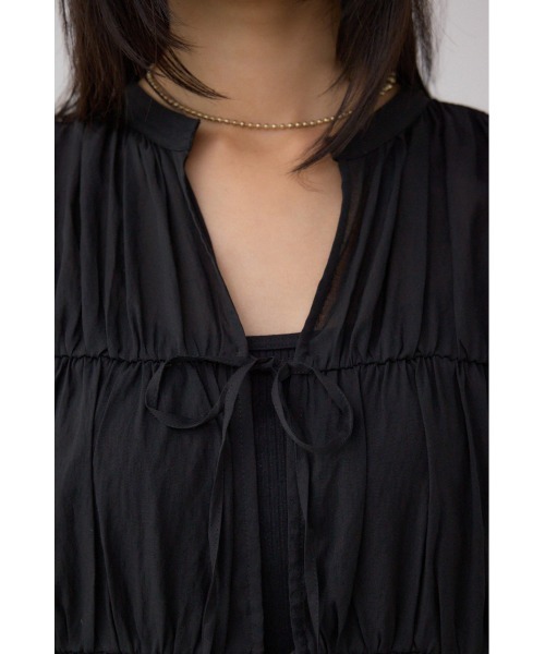 AZUL by moussy(アズールバイマウジー)の「フロントリボン長袖シャツカーディガン(カーディガン/ボレロ・レディース・ブラック/アイボリー/ブラウン・FREE)」の14枚目の写真