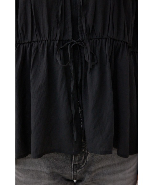AZUL by moussy(アズールバイマウジー)の「フロントリボン長袖シャツカーディガン(カーディガン/ボレロ・レディース・ブラック/アイボリー/ブラウン・FREE)」の10枚目の写真