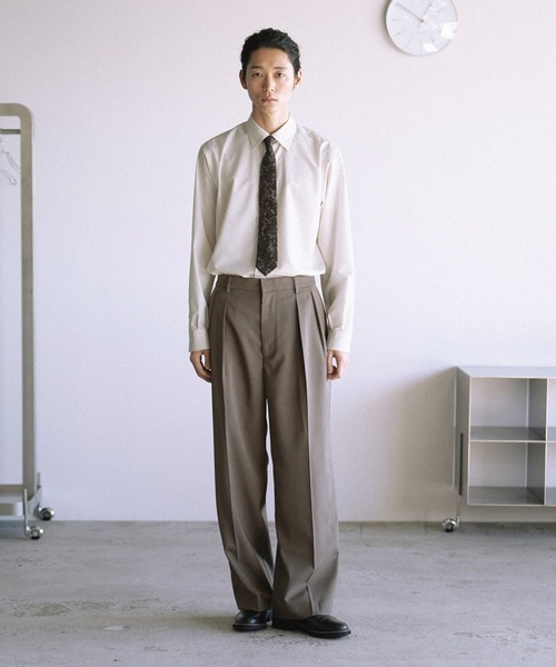 WYM LIDNM(ウィム バイ リドム)の「SILK COTTON NARROW TIE(ネクタイ・メンズ・ダークグレー/ダークブラウン/アッシュブラウン/チャコール・FREE)」の13枚目の写真
