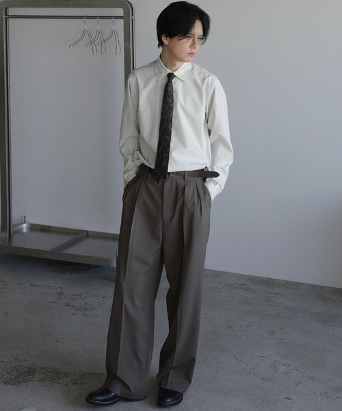 WYM LIDNM(ウィム バイ リドム)の「SILK COTTON NARROW TIE(ネクタイ・メンズ・ダークグレー/ダークブラウン/アッシュブラウン/チャコール・FREE)」の5枚目の写真