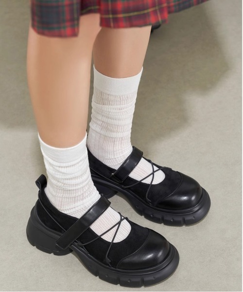 WEGO（ウィゴー）の「WEGO/厚底スポーティースニーカーローファー/メリージェーンシューズ（ローファー・レディース・ブラック/グレー・MEDIUM/LARGE）」の2枚目の写真