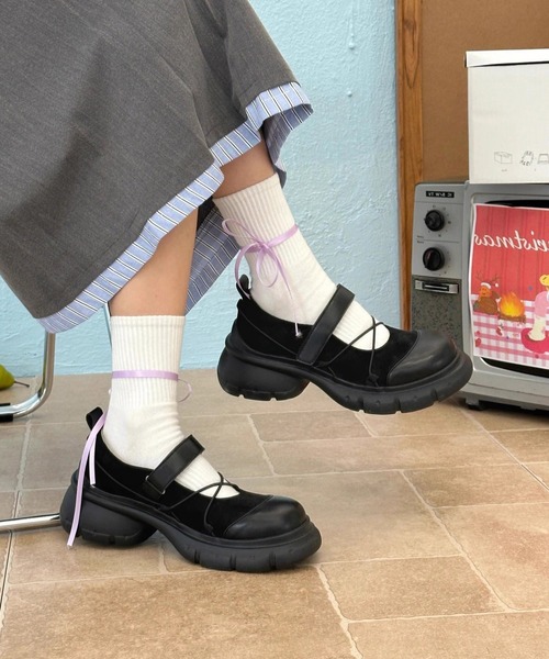 WEGO（ウィゴー）の「WEGO/厚底スポーティースニーカーローファー/メリージェーンシューズ（ローファー・レディース・ブラック/グレー・MEDIUM/LARGE）」の21枚目の写真